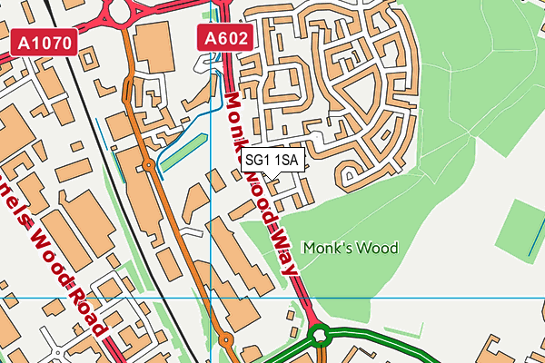 SG1 1SA map - OS VectorMap District (Ordnance Survey)