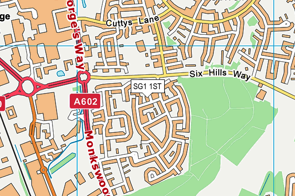 SG1 1ST map - OS VectorMap District (Ordnance Survey)