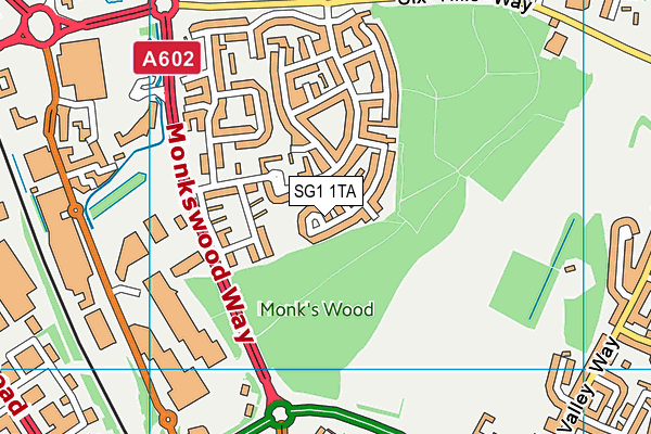 SG1 1TA map - OS VectorMap District (Ordnance Survey)