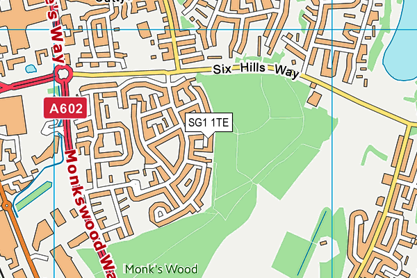 SG1 1TE map - OS VectorMap District (Ordnance Survey)