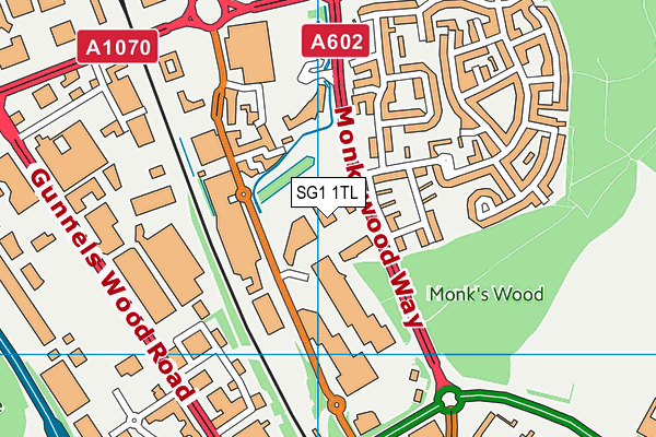 SG1 1TL map - OS VectorMap District (Ordnance Survey)