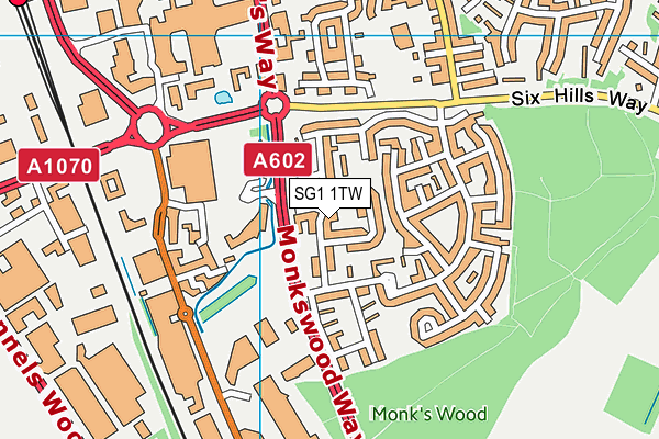 SG1 1TW map - OS VectorMap District (Ordnance Survey)