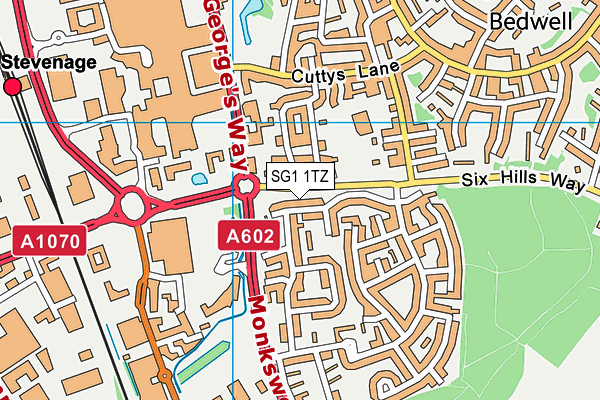 SG1 1TZ map - OS VectorMap District (Ordnance Survey)