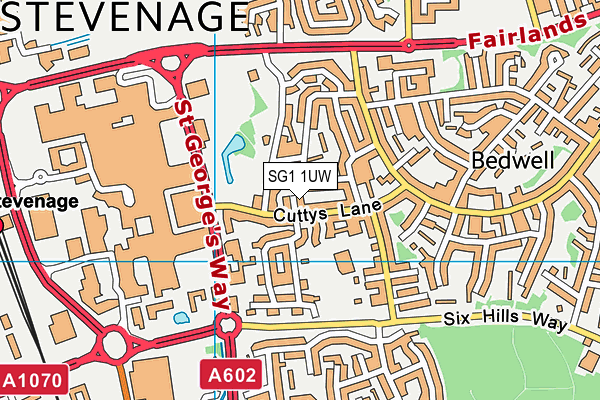 SG1 1UW map - OS VectorMap District (Ordnance Survey)