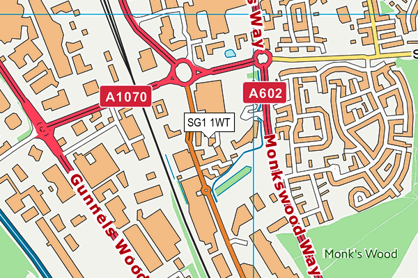 SG1 1WT map - OS VectorMap District (Ordnance Survey)