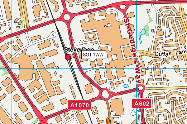 SG1 1WW map - OS VectorMap District (Ordnance Survey)