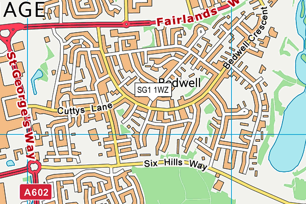 SG1 1WZ map - OS VectorMap District (Ordnance Survey)