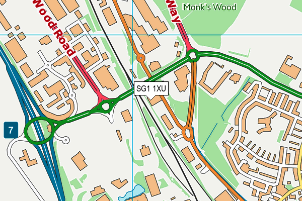 SG1 1XU map - OS VectorMap District (Ordnance Survey)