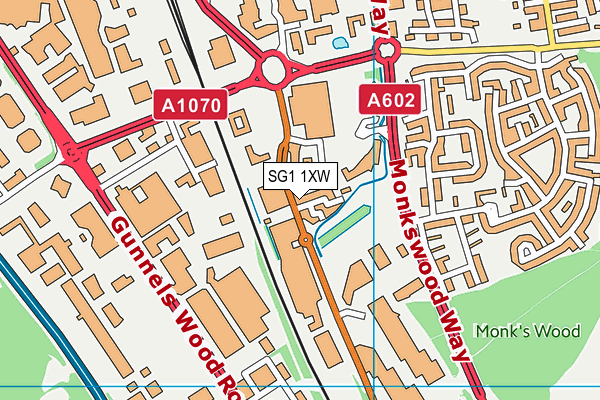 SG1 1XW map - OS VectorMap District (Ordnance Survey)