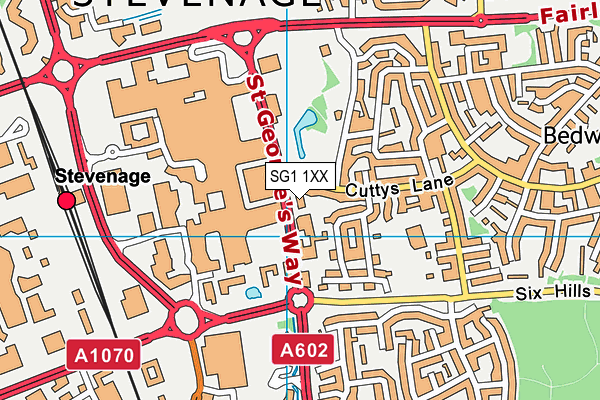 SG1 1XX map - OS VectorMap District (Ordnance Survey)