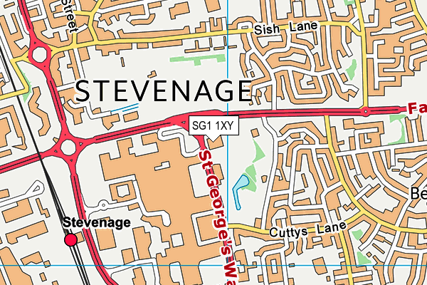 Stevenage Swimming Centre map (SG1 1XY) - OS VectorMap District (Ordnance Survey)