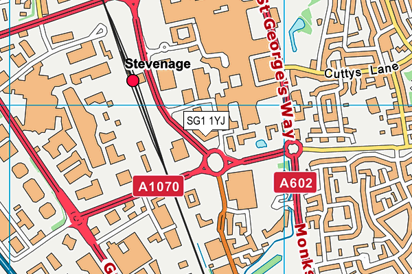 SG1 1YJ map - OS VectorMap District (Ordnance Survey)