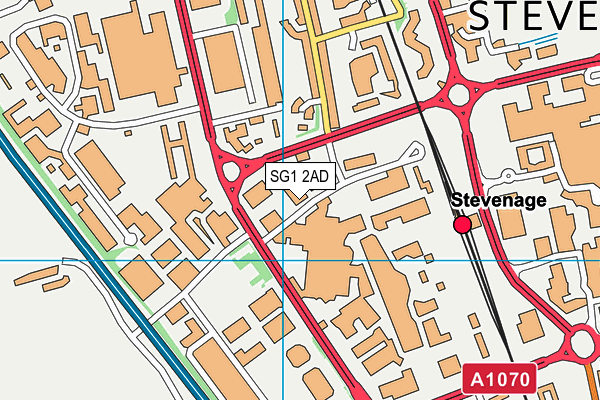 SG1 2AD map - OS VectorMap District (Ordnance Survey)