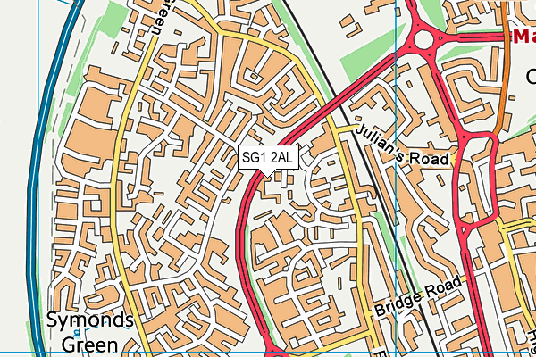 SG1 2AL map - OS VectorMap District (Ordnance Survey)