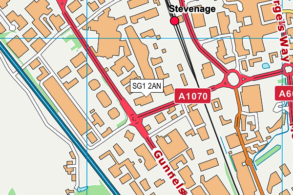 SG1 2AN map - OS VectorMap District (Ordnance Survey)