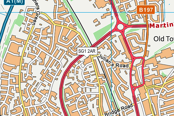 SG1 2AR map - OS VectorMap District (Ordnance Survey)