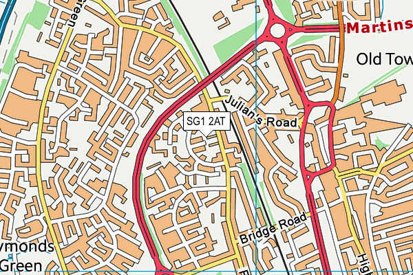 SG1 2AT map - OS VectorMap District (Ordnance Survey)