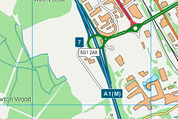 SG1 2AX map - OS VectorMap District (Ordnance Survey)