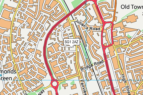 SG1 2AZ map - OS VectorMap District (Ordnance Survey)