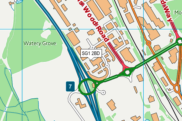 SG1 2BD map - OS VectorMap District (Ordnance Survey)