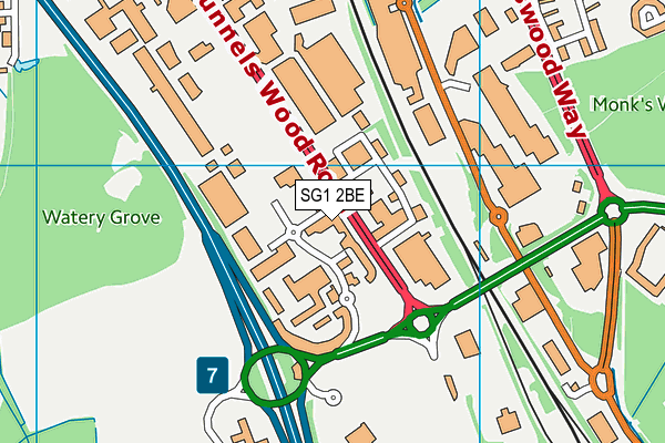 SG1 2BE map - OS VectorMap District (Ordnance Survey)