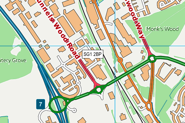 SG1 2BP map - OS VectorMap District (Ordnance Survey)