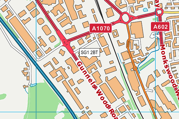 SG1 2BT map - OS VectorMap District (Ordnance Survey)