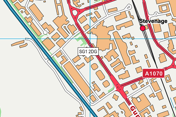 SG1 2DG map - OS VectorMap District (Ordnance Survey)