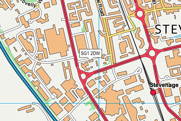 SG1 2DW map - OS VectorMap District (Ordnance Survey)
