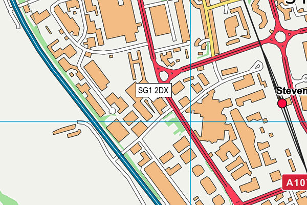 SG1 2DX map - OS VectorMap District (Ordnance Survey)
