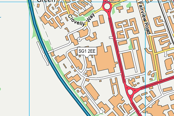 SG1 2EE map - OS VectorMap District (Ordnance Survey)