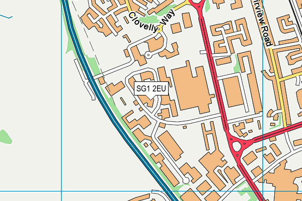 SG1 2EU map - OS VectorMap District (Ordnance Survey)