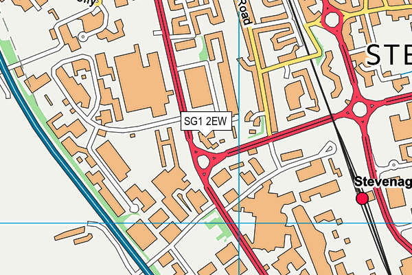 SG1 2EW map - OS VectorMap District (Ordnance Survey)