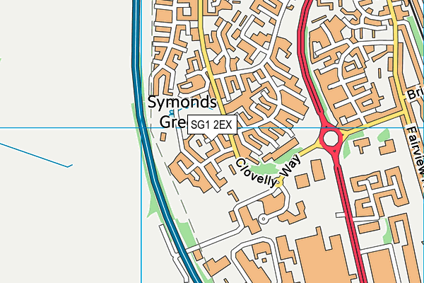 SG1 2EX map - OS VectorMap District (Ordnance Survey)