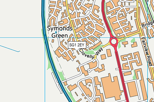 SG1 2EY map - OS VectorMap District (Ordnance Survey)