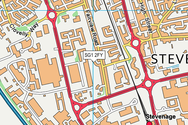 SG1 2FY map - OS VectorMap District (Ordnance Survey)