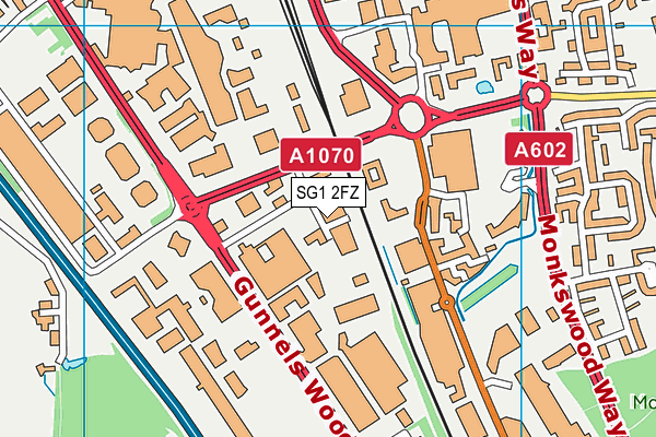 SG1 2FZ map - OS VectorMap District (Ordnance Survey)