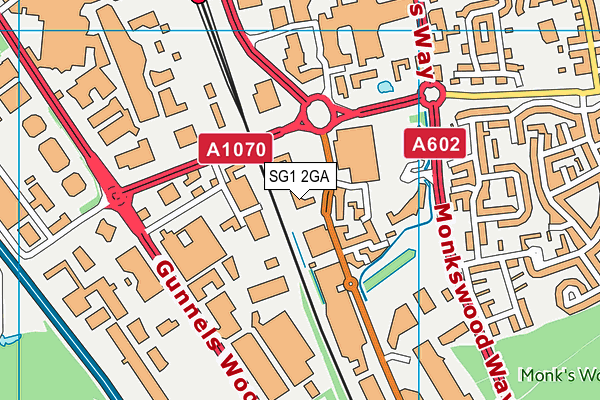 SG1 2GA map - OS VectorMap District (Ordnance Survey)