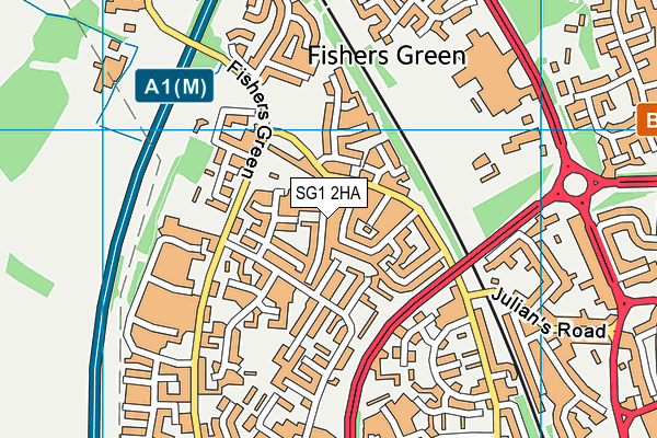 SG1 2HA map - OS VectorMap District (Ordnance Survey)