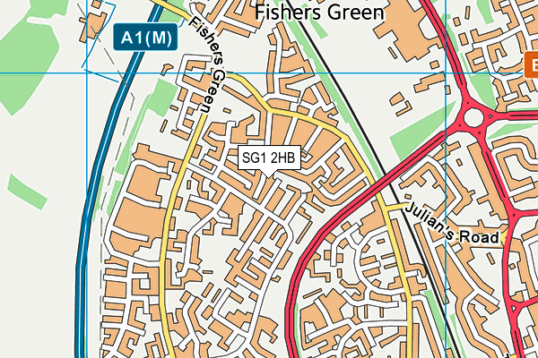 SG1 2HB map - OS VectorMap District (Ordnance Survey)