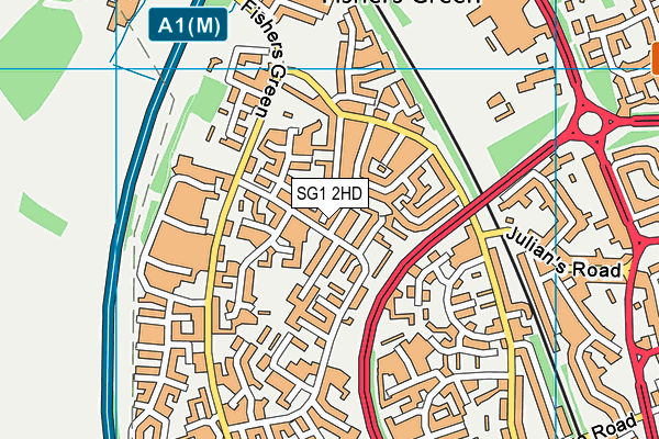 SG1 2HD map - OS VectorMap District (Ordnance Survey)