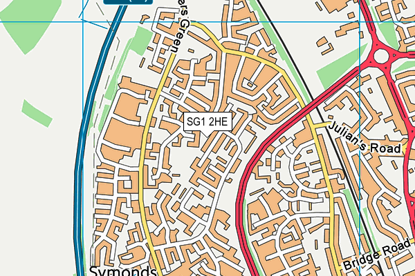 SG1 2HE map - OS VectorMap District (Ordnance Survey)