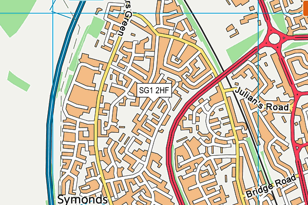 SG1 2HF map - OS VectorMap District (Ordnance Survey)