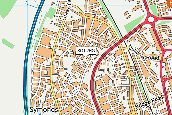 SG1 2HG map - OS VectorMap District (Ordnance Survey)