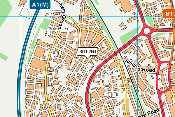 SG1 2HJ map - OS VectorMap District (Ordnance Survey)