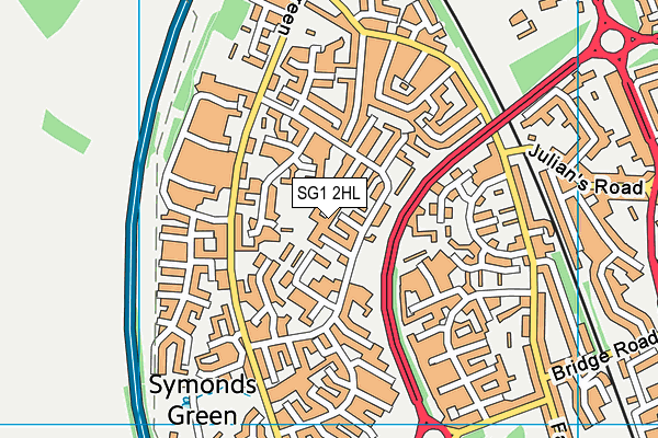SG1 2HL map - OS VectorMap District (Ordnance Survey)