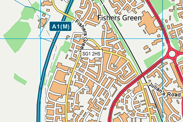 SG1 2HS map - OS VectorMap District (Ordnance Survey)