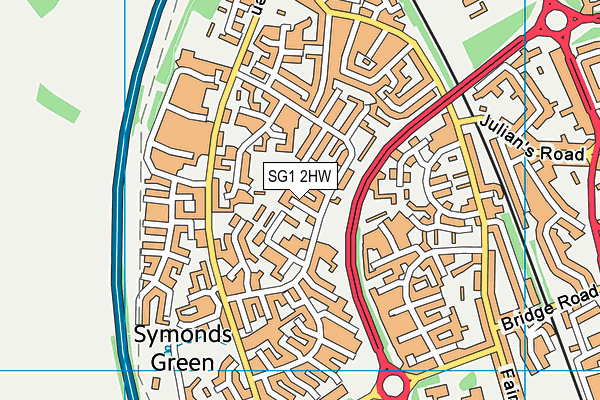 SG1 2HW map - OS VectorMap District (Ordnance Survey)