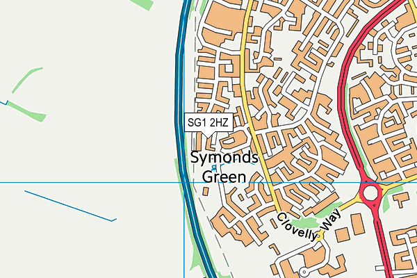 SG1 2HZ map - OS VectorMap District (Ordnance Survey)