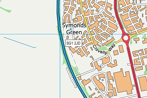 SG1 2JD map - OS VectorMap District (Ordnance Survey)